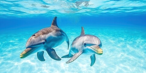 Fototapeta premium Graceful Dolphins in Motion Banner