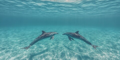 Obraz premium Graceful Dolphins in Motion Banner