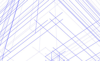 Modern Architectural Linear Wireframe 3d Sketch