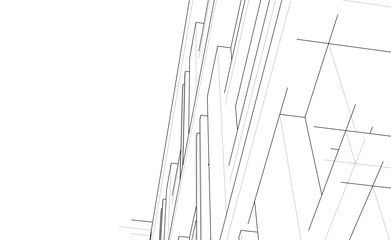 Modern Architectural Linear Wireframe 3d Sketch