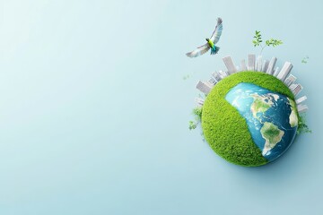 Fototapeta premium Sustainable Green City Concept with Modern Skyline Inside Lush Forest Sphere