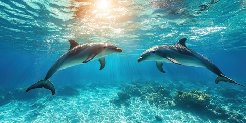 Obraz premium Graceful Dolphins in Motion Banner