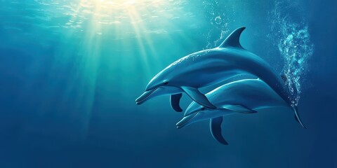Obraz premium Graceful Dolphins in Motion Banner