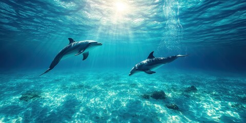 Fototapeta premium Graceful Dolphins in Motion Banner