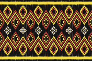 Geometric Diamond With Ikat Pattern On black Background