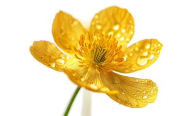 Glossy Yellow Buttercup Flower on white background