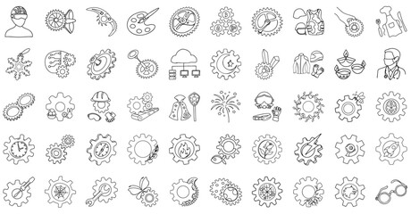 collection of various gear icons with different themes and elements