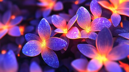 Glowing Purple Flowers, Digital Art, Background, Design