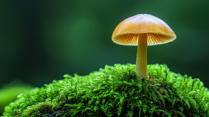 Fototapeta premium Single mushroom in vibrant moss