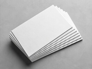 Stack of Blank White Business Cards on Gray Surface