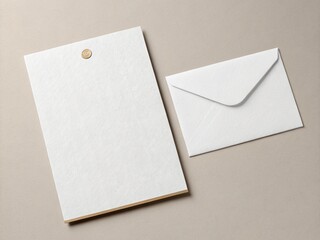 Blank White Envelopes and Paper Mockup on Beige Background