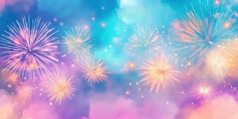 Fototapeta premium Fireworks banner