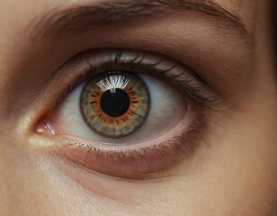 Close-up of a stunning hazel eye, showcasing intricate patterns and vibrant colors.