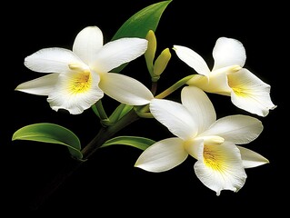 Fototapeta premium Elegant White Orchids in Close-Up.