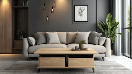 A trendy home featuring a space-efficient lift-top coffee table with deep storage