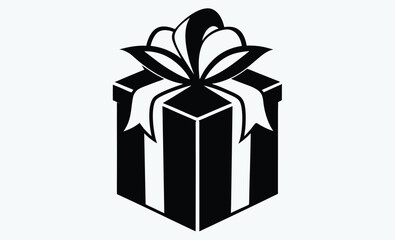 Gift box silhouette, christmas present icon, vector illustration