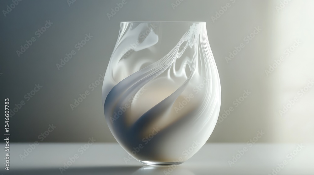 Poster Milk splashes elegantly into a glass, creating a creamy texture as it forms a perfect swirl against a clean backdrop.c