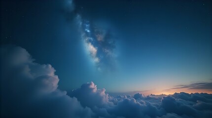 Beautiful Blue Sky Pink Purple Fluffy Clouds Twilight