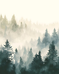 Obraz premium .Illustration of trees, leaves, grass and various botanical elements on a white background.