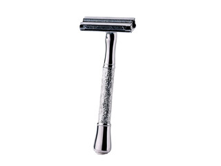 Elegant safety razor with a textured handle and a double-edged blade