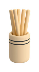 Cylindrical container holding wooden sticks in a simple presentation PNG on Transparent Background