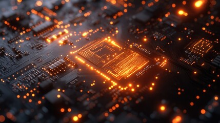 Advanced Circuit Board with Illuminated Processor