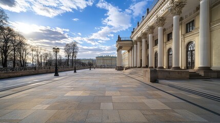Naklejka premium Elegant historic architecture in st. Petersburg russia a stunning view of the grand palace amidst nature