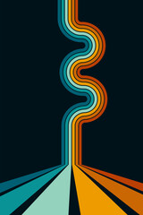 Vintage striped backgrounds, posters, banner samples retro colors 1970s 1900s 70s 80s 90s. Retro vintage style 70s striped background poster lines. Shapes vector design graphic 1980s.