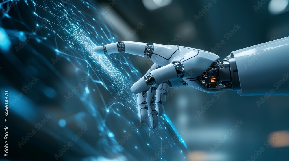 Poster Close-up of a robotic hand showcasing precision engineering and advanced technology in surgical applications