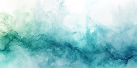 Naklejka premium Abstract Teal and White Ink Swirls