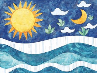 Sun for Moon, Sea: Night Sky Dreamscape.