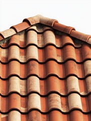 Close-up of Rustic Terracotta Roof Tiles Pattern on a Building