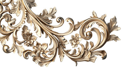 Golden floral ornament with transparent background enhancing design versatility