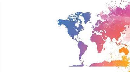 Obraz premium World Telecommunications Day Colorful world map with artistic splashes.