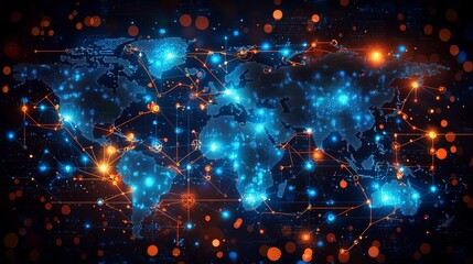 Obraz premium World Telecommunications Day Global network connections visualized with lights.