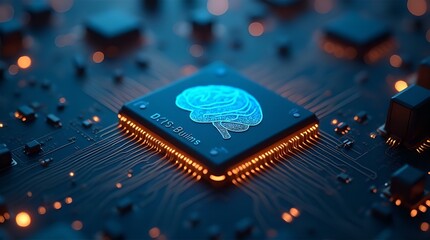 Futuristic Computer Chip Brain AI Concept Image