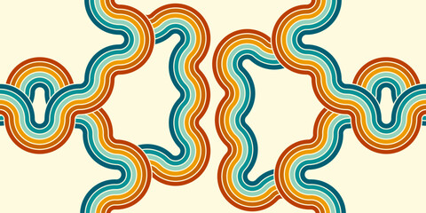 Vintage striped backgrounds, posters, banner samples retro colors 1970s 1900s 70s 80s 90s. Retro vintage style 70s striped background poster lines. Shapes vector design graphic 1980s.