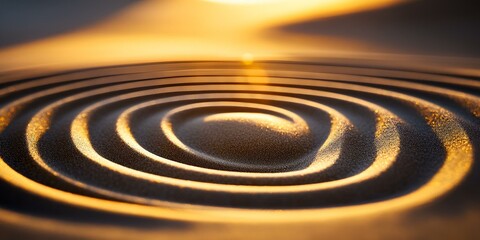Golden Sand Vortex: Spiraling Pattern at Sunset