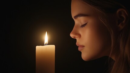 Silhouette of a face illuminated by candlelight shadow concept intimate setting profile view emotional depth
