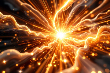 Explosion lumineuse dorée avec effet dynamique et éclatant