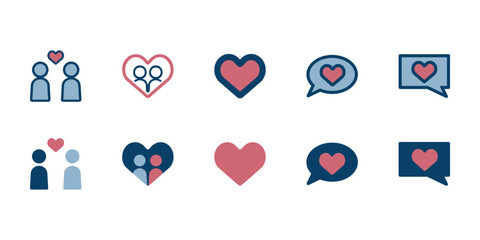 恋愛に関するアイコンイラストセット