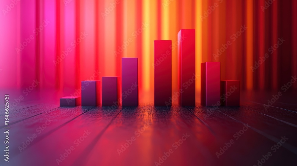Aufkleber A vibrant bar chart set against a red and yellow background representing data trends and growth in a creative way