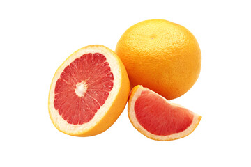 Half and whole grapefruit isolated on white background