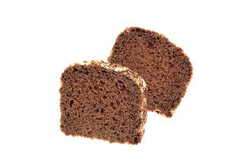 Two slices toast bread isolated on white background.