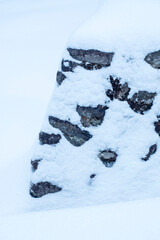 雪が積もった氷ノ山の棚田の風景 鳥取県 氷ノ山