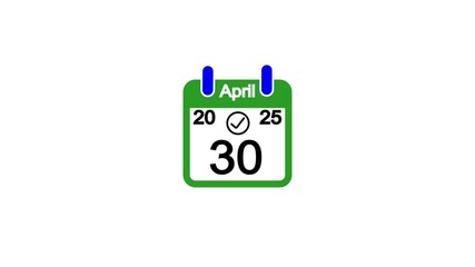 Abstract calendar animation, april 30 date 2025 animation. on a black background. and creating a stunning 4k video