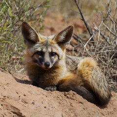 Fox Lying Down in Wild: Capturing the essence of nature, a beautiful fox is relaxed in the wild, exuding serenity. its expressive gaze and earthy tones are captured perfectly in this vivid portrait.