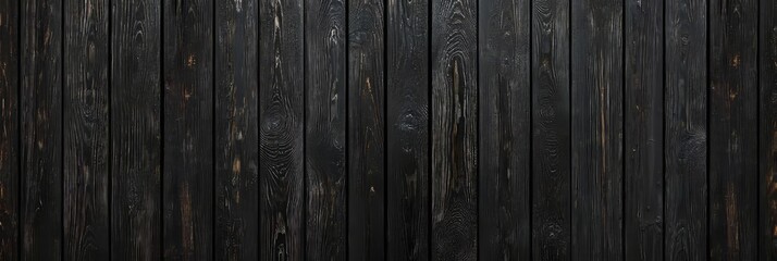 Black wooden background with a dark texture and weathered wood grain. A vintage, grunge effect on old hardwood planks, perfect for tables, floors, or rustic material.