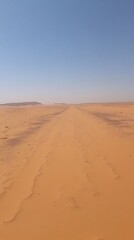 Empty Desert Road Extends Into the Horizon.