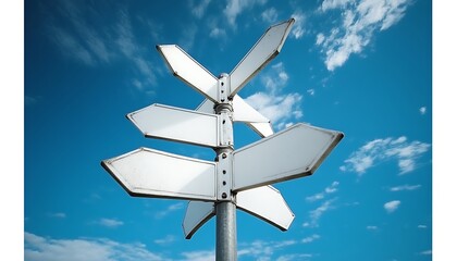 Empty Directional Signs Under a Sky of Choices.